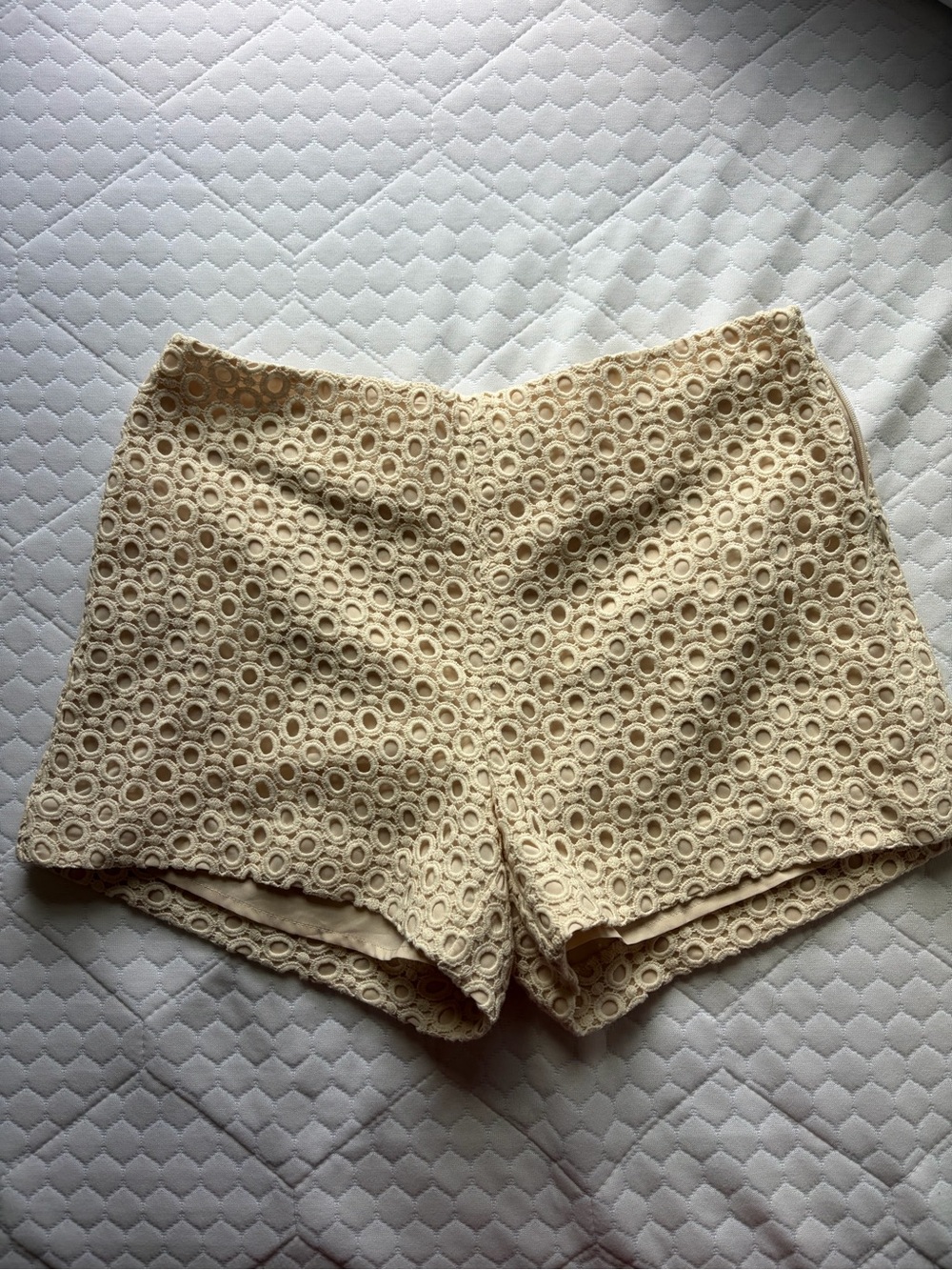Banana Republic Cream Lace-Overlay High-Waist Shorts
